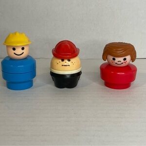 VTG Fisher Price Little People Chunky 3 Figures Little Tikes Fireman 1990